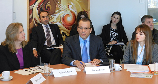 At the table: VCDNP Director Elena Sokova (left), Cornel Feruta, Dr. Zoryana Vovchok
