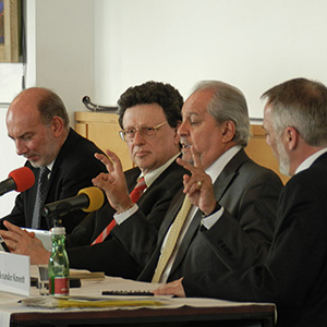 Panelists: Ambassador Luis Alfonso de Alba (left), Dr. William Potter, Ambassador Enrique Roman-Morey, and Ambassador Alexander Kmentt