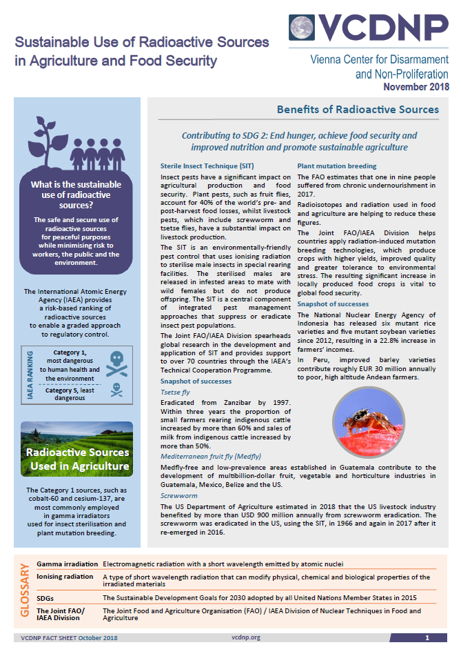 Picture of VCDNP Fact Sheet on the Sustainable Use of Radioactive Sources for ...