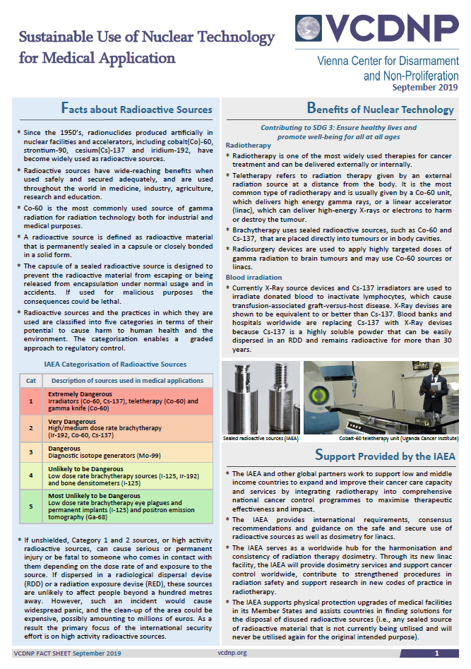 View of VCDNP Fact Sheet on the Sustainable Use of Nuclear Technology for ...